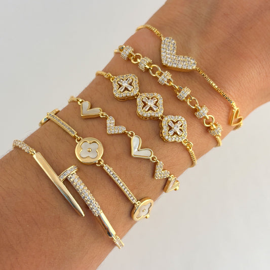 Pulsera chapa de oro ajustable diferentes modelos