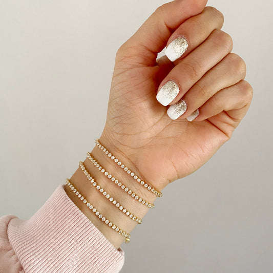 Pulsera ajustable fila cristales chapa de oro