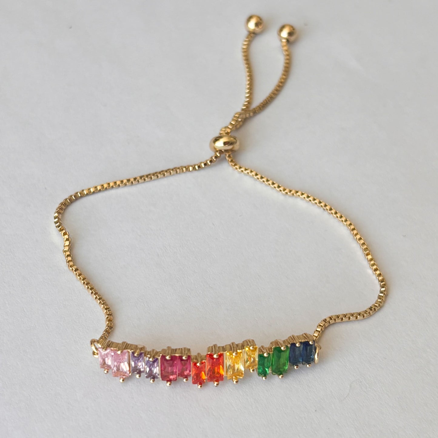 Pulsera arcoíris barra chapa de oro ajustable