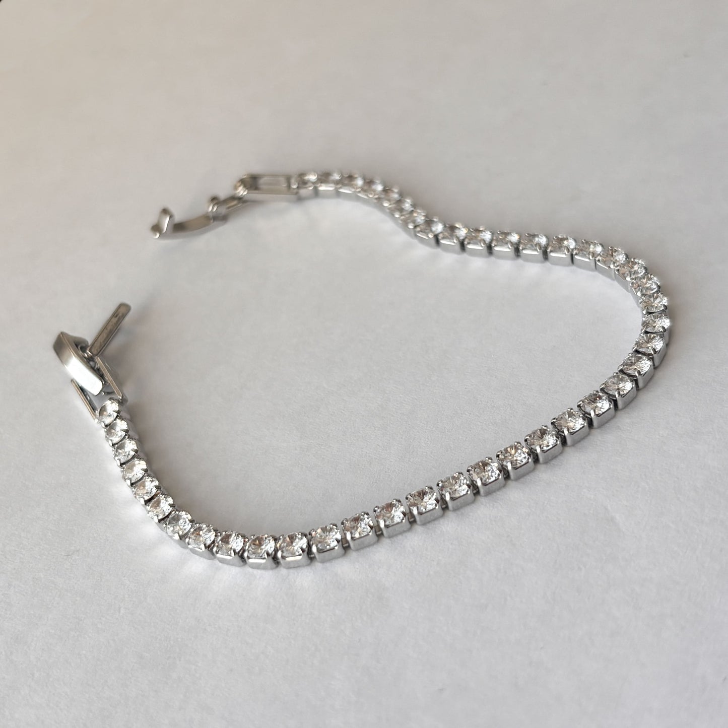 Pulsera tennis plateada zirconias