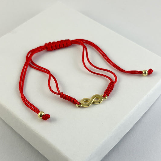 Pulsera hilo rojo infinito chapa de oro