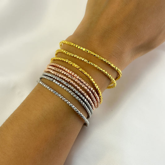 Set de 3 Pulseras bisutería elástica brillante