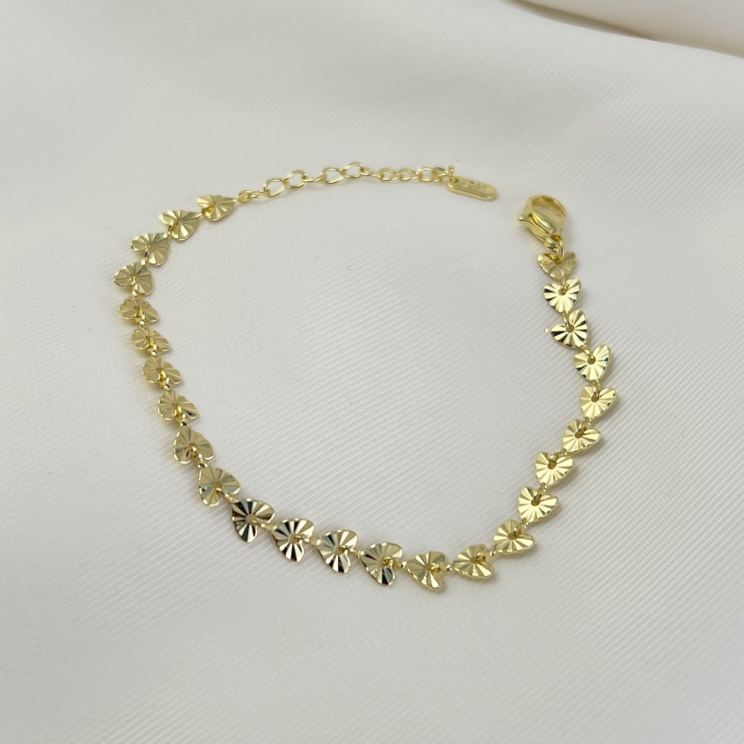 Pulsera corazón diamantado chapa de oro 16 cm + 4 ext