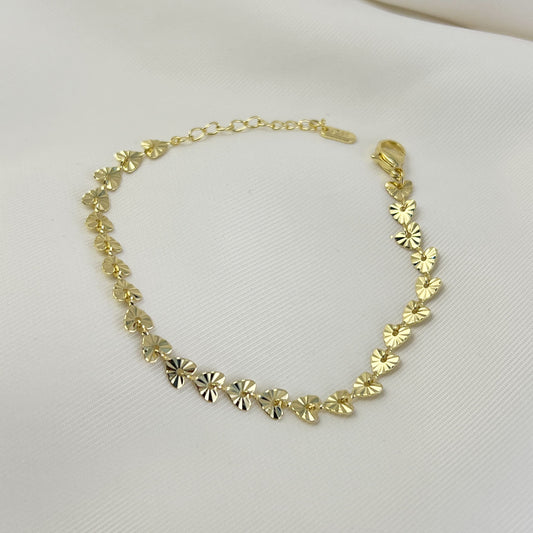 Pulsera corazón diamantado chapa de oro 16 cm + 4 ext