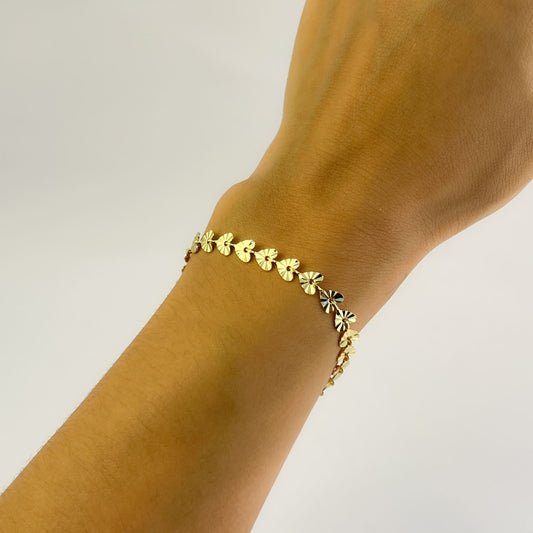 Pulsera corazón diamantado chapa de oro 16 cm + 4 ext