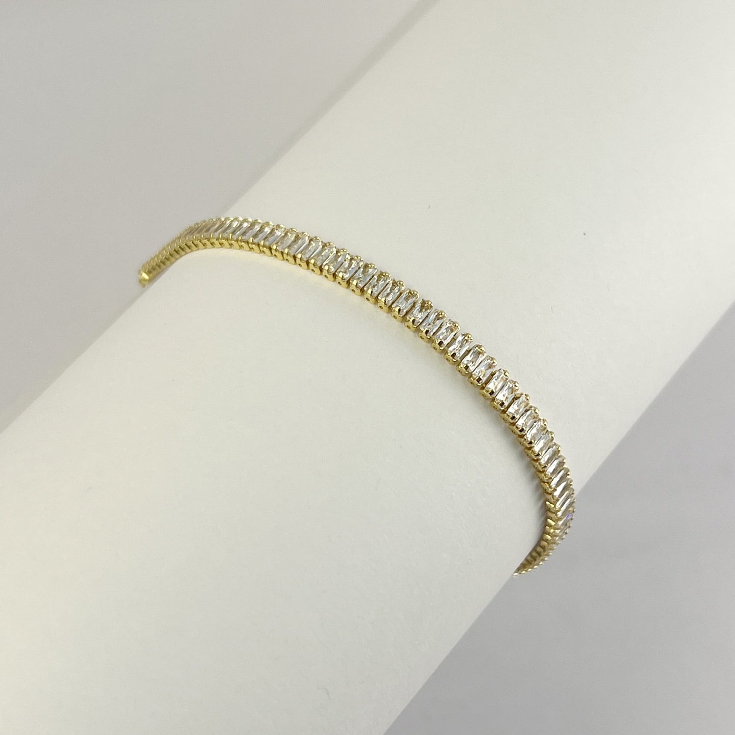 Pulsera baguettes baño de oro broche de caja 18 cm