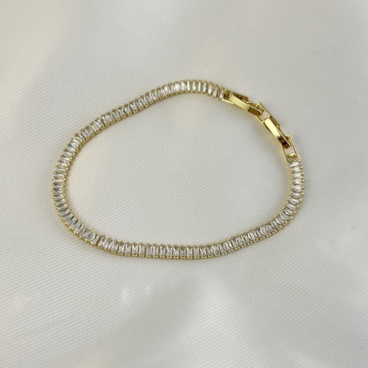 Pulsera baguettes baño de oro broche de caja 18 cm