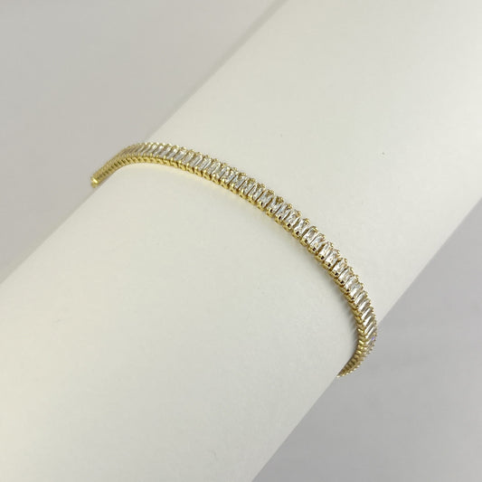 Pulsera baguettes baño de oro broche de caja 18 cm