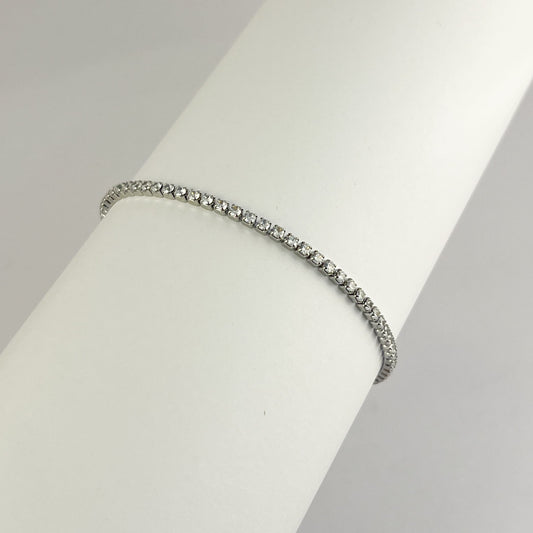 Pulsera tennis chapa de oro en plateado 17 cm