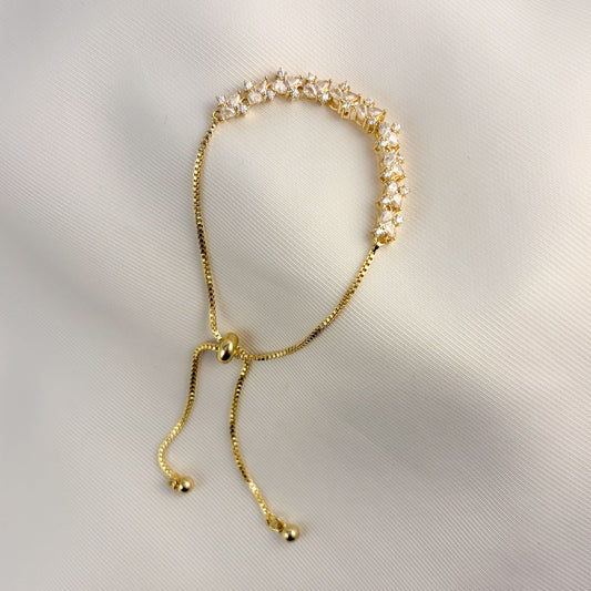 Pulsera zirconias ajustable chapa de oro nature