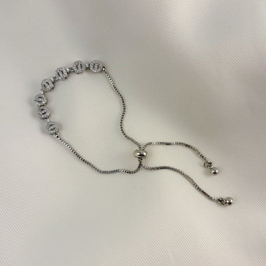 Pulsera plateada zirconias ruedas ajustable chapa de oro