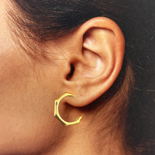 Arracadas chapa de oro bambú