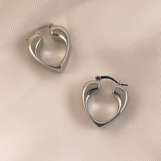 Arracadas corazón grueso chapa de oro plateadas