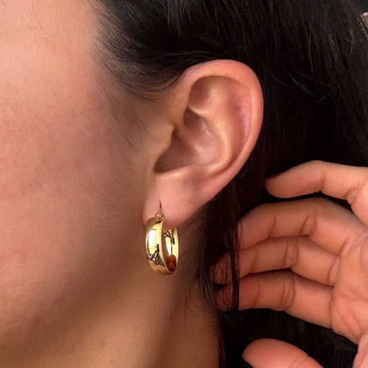 Arracadas chapa de oro planas 2 cm