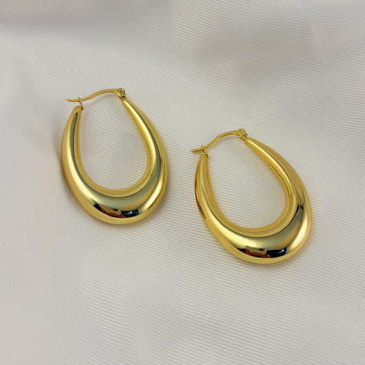 Arracadas U alargadas chapa de oro 4.5 cm