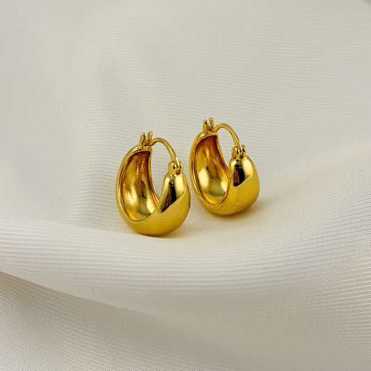 Arracadas chapa de oro canasta lisa 2 cm