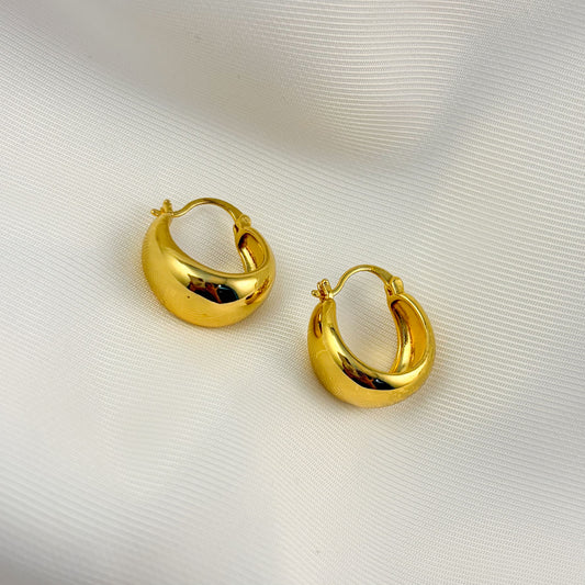 Arracadas chapa de oro canasta lisa 2 cm