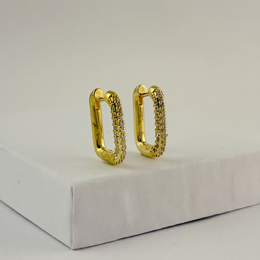 Arracadas cuadradas zirconias chapa de oro