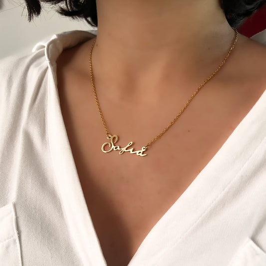 Collar personalizado de nombre en chapa de oro cadena de acero inoxidable ¡Elige el tipo de letra!
