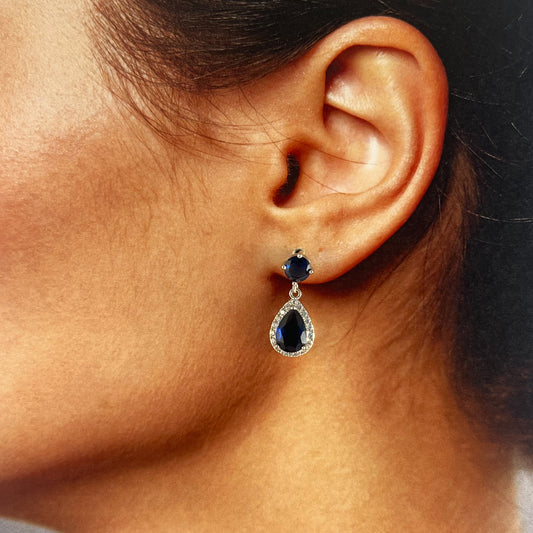 Aretes plateados zirconia gota chica baño de rodio