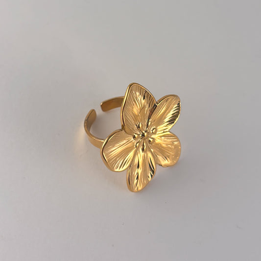 Anillo flor acero inoxidable ajustable