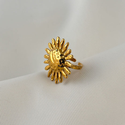 Anillo margarita acero inoxidable dorado