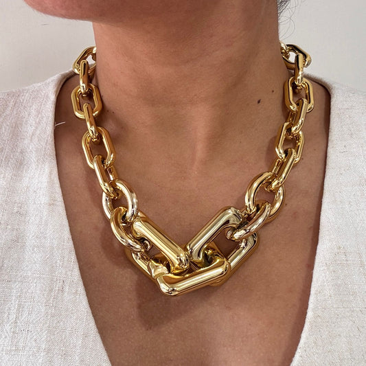 Collar eslabones XL plastimetal chapa de oro
