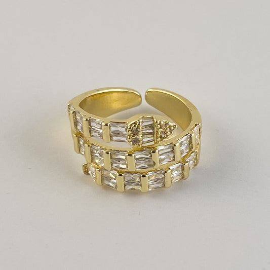 Anillo serpiente zirconias chapa de oro ajustable