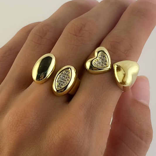Anillo chunky chapa de oro ajustable diferentes modelos