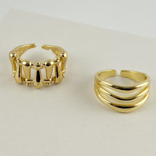 Anillo chapa de oro ajustable grueso