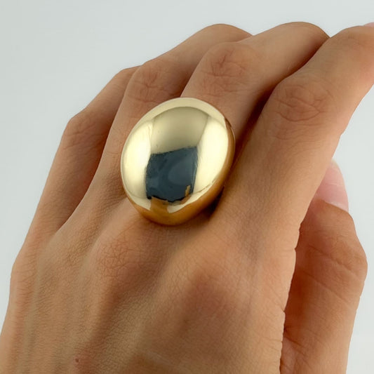 Anillo óvalo ajustable chunky baño de oro