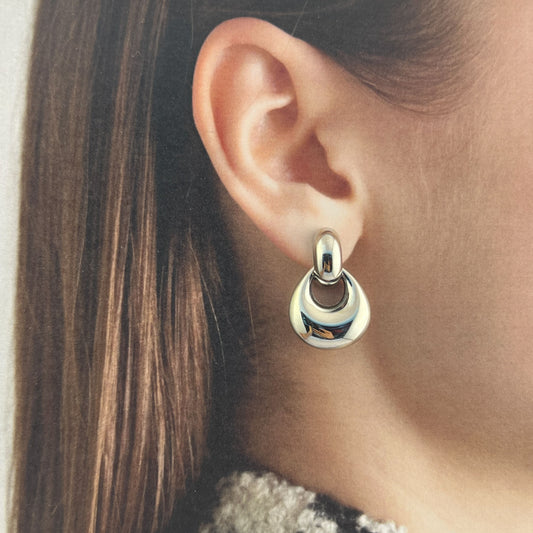 Arete gota chunky colgante acero inoxidable