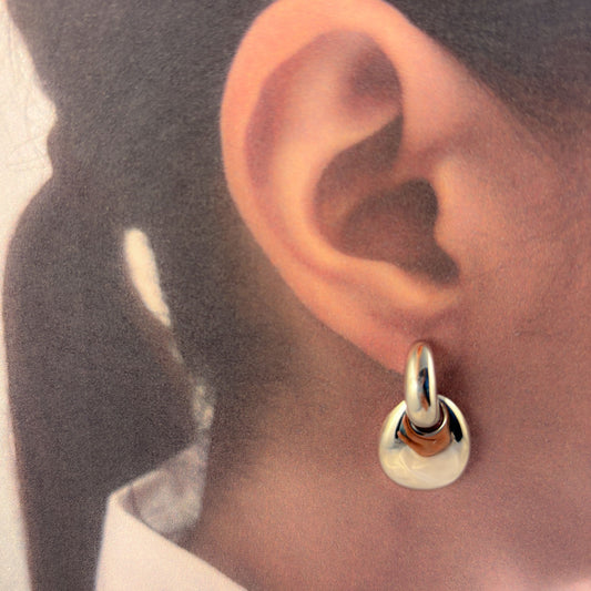 Arete gota chunky colgante acero inoxidable