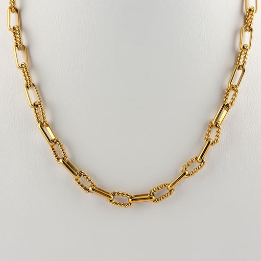 Cadena collar acero inoxidable eslabón clip liso y torcido 45+5 cm