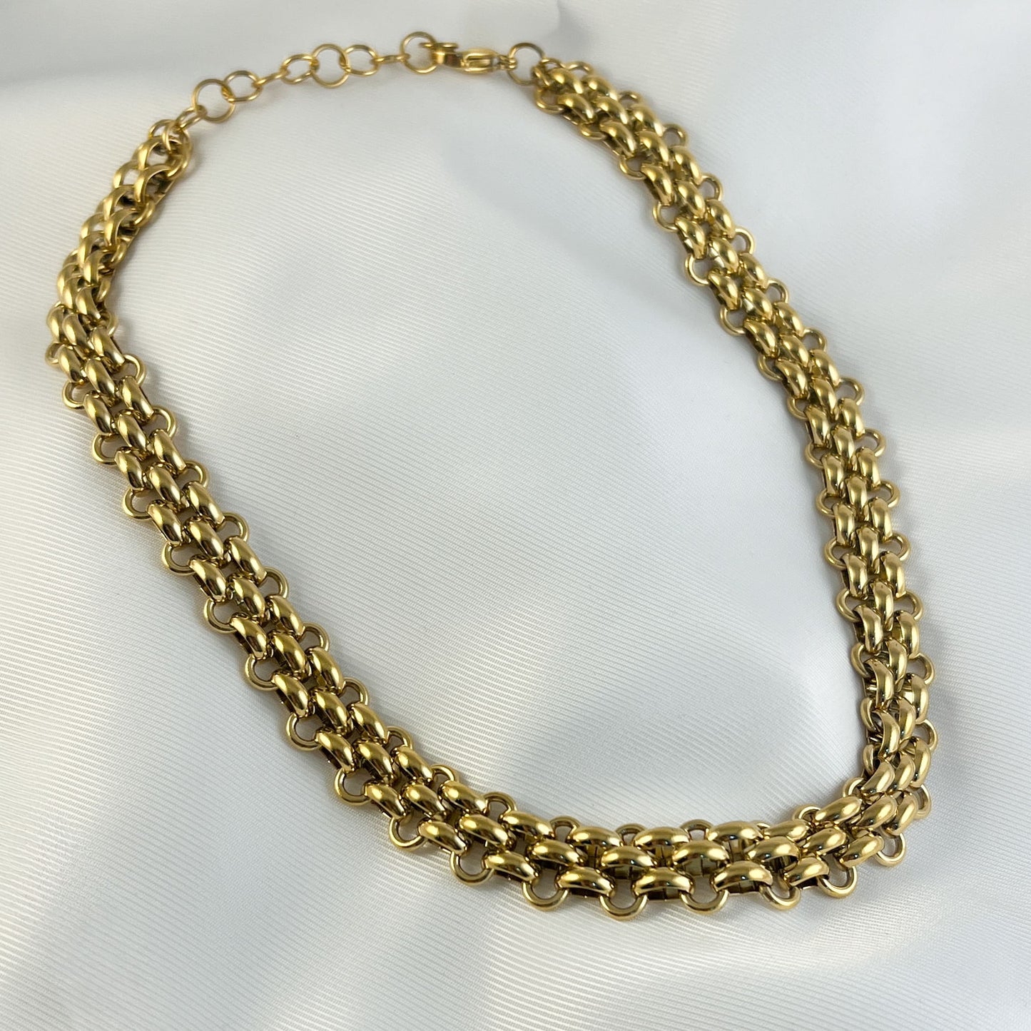 Collar acero inoxidable cadena gruesa tejida dorado