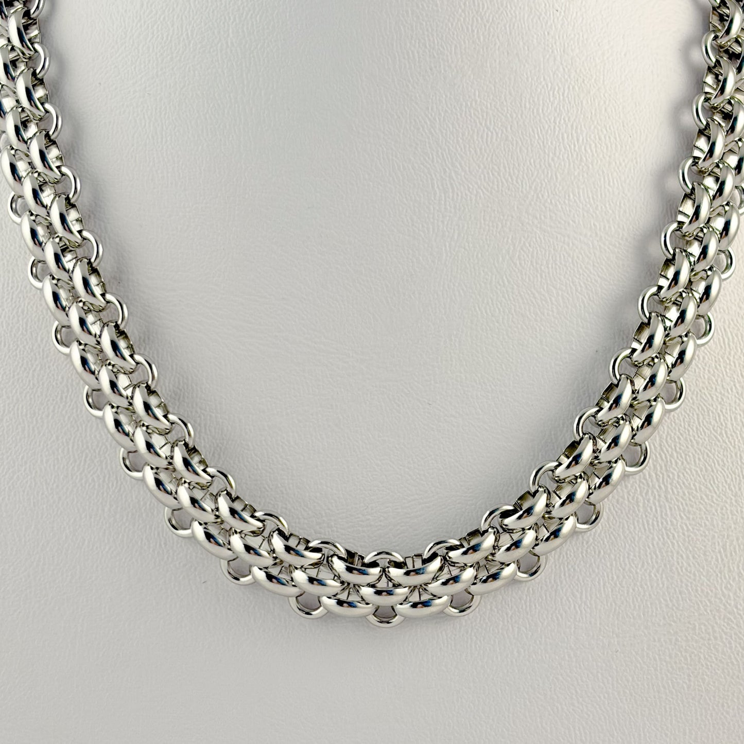 Collar acero inoxidable cadena gruesa tejida dorado
