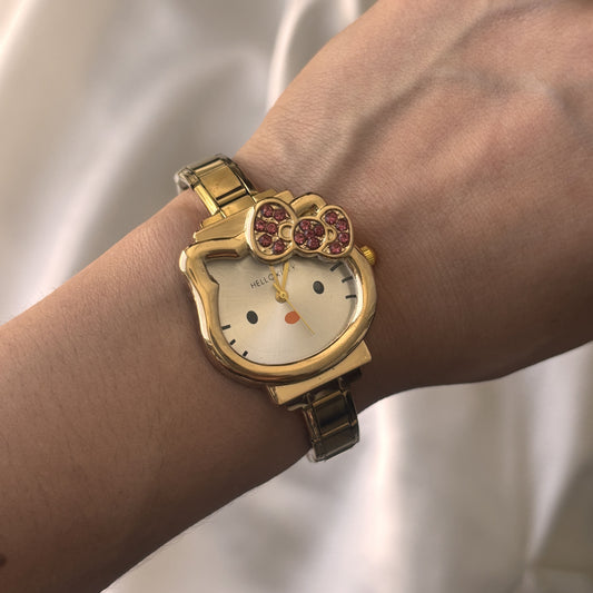 Reloj para pulsera italiana kitty acero inoxidable dorado