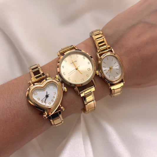 Reloj pulsera italiana acero inoxidable dorado