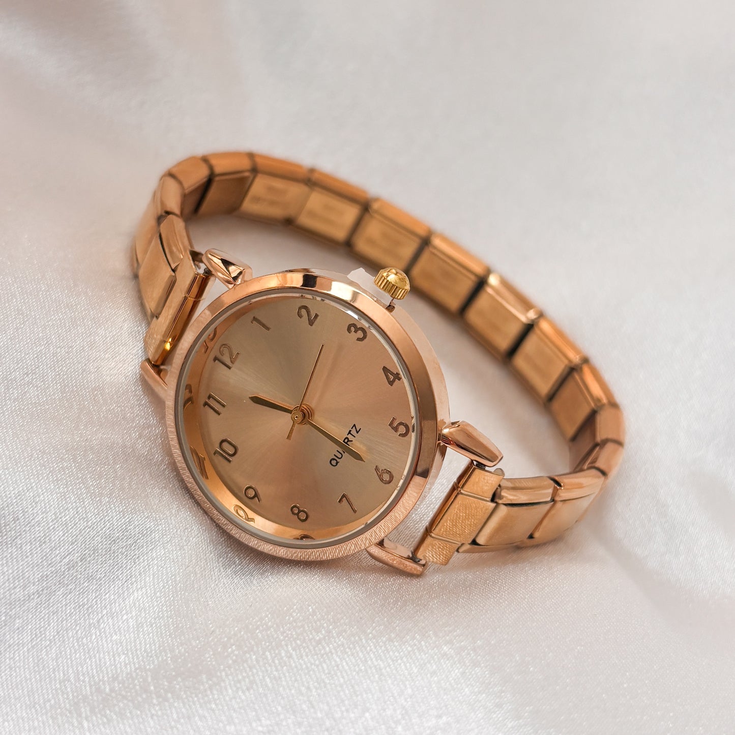 Reloj pulsera italiana acero inoxidable dorado