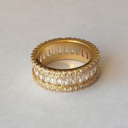 Anillo grueso churumbela zirconias chapa de oro