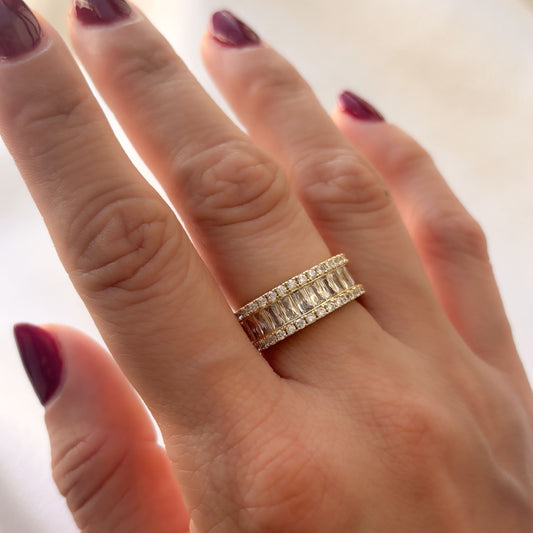 Anillo grueso churumbela zirconias chapa de oro