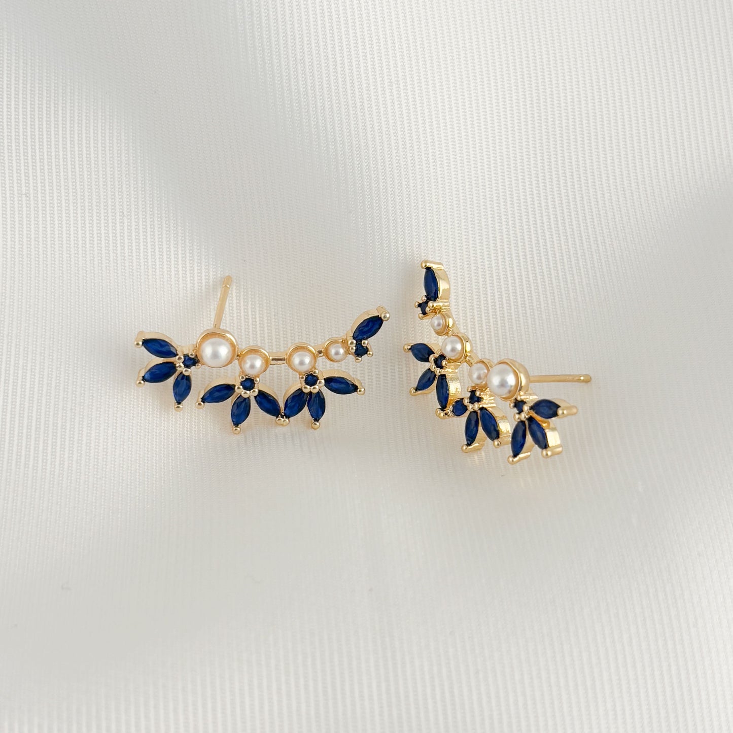Aretes flores perlas chapa de oro diferentes colores