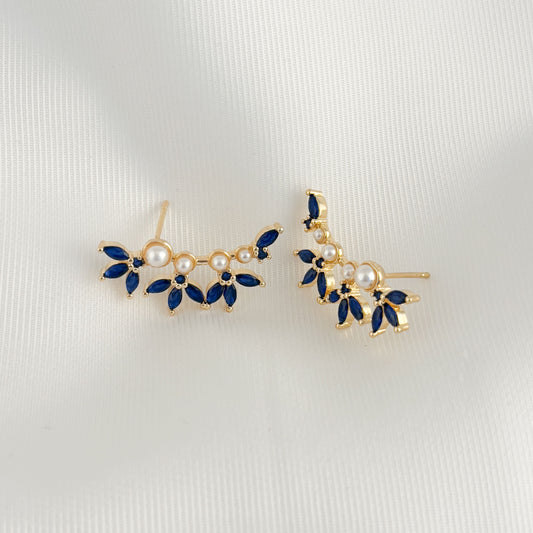 Aretes flores perlas chapa de oro diferentes colores