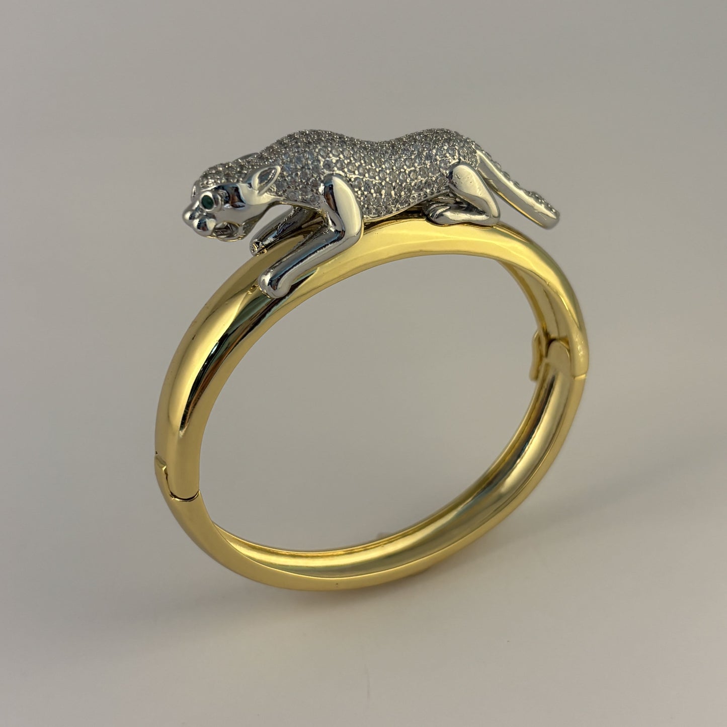Brazalete pantera con zirconia chapa de oro