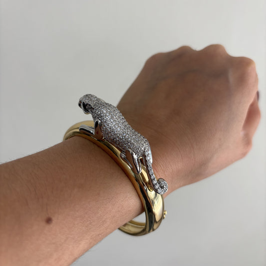 Brazalete pantera con zirconia chapa de oro