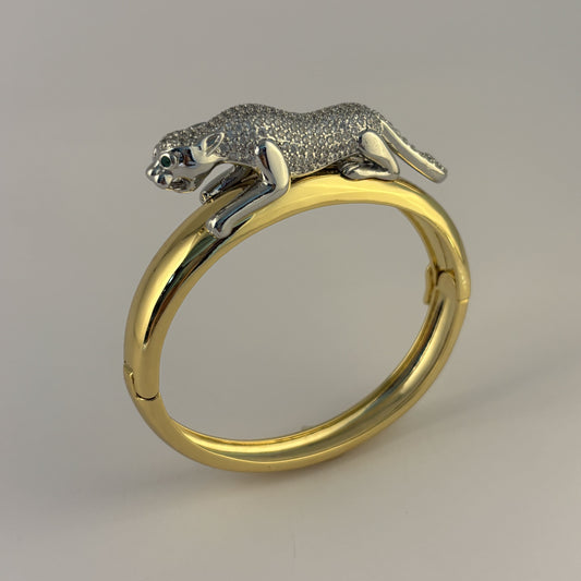 Brazalete pantera con zirconia chapa de oro