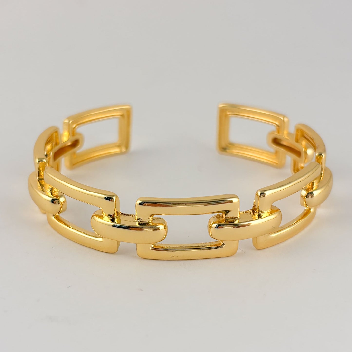 Brazalete chapa de oro eslabones rectangulares