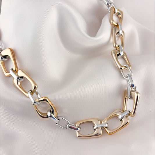Collar largo bicolor chapa de oro diferentes modelos