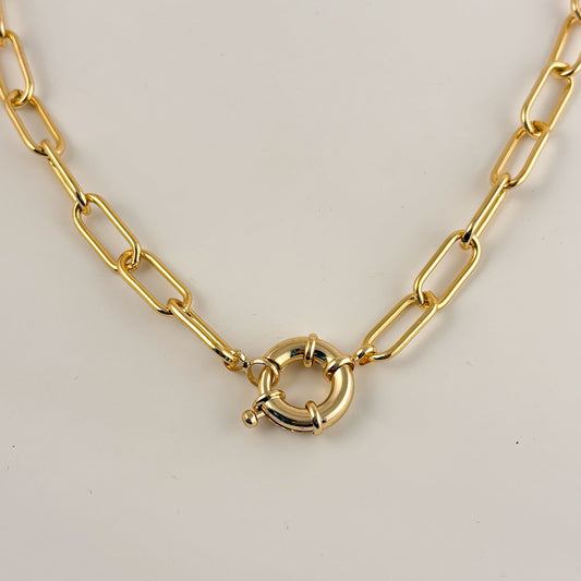 Collar cadena clip chapa de oro broche marino 47 cm