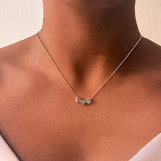 Collar corazones zirconias chapa de oro premium